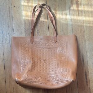 Madewell Leather Bandana Embossed Leather Tote Bag